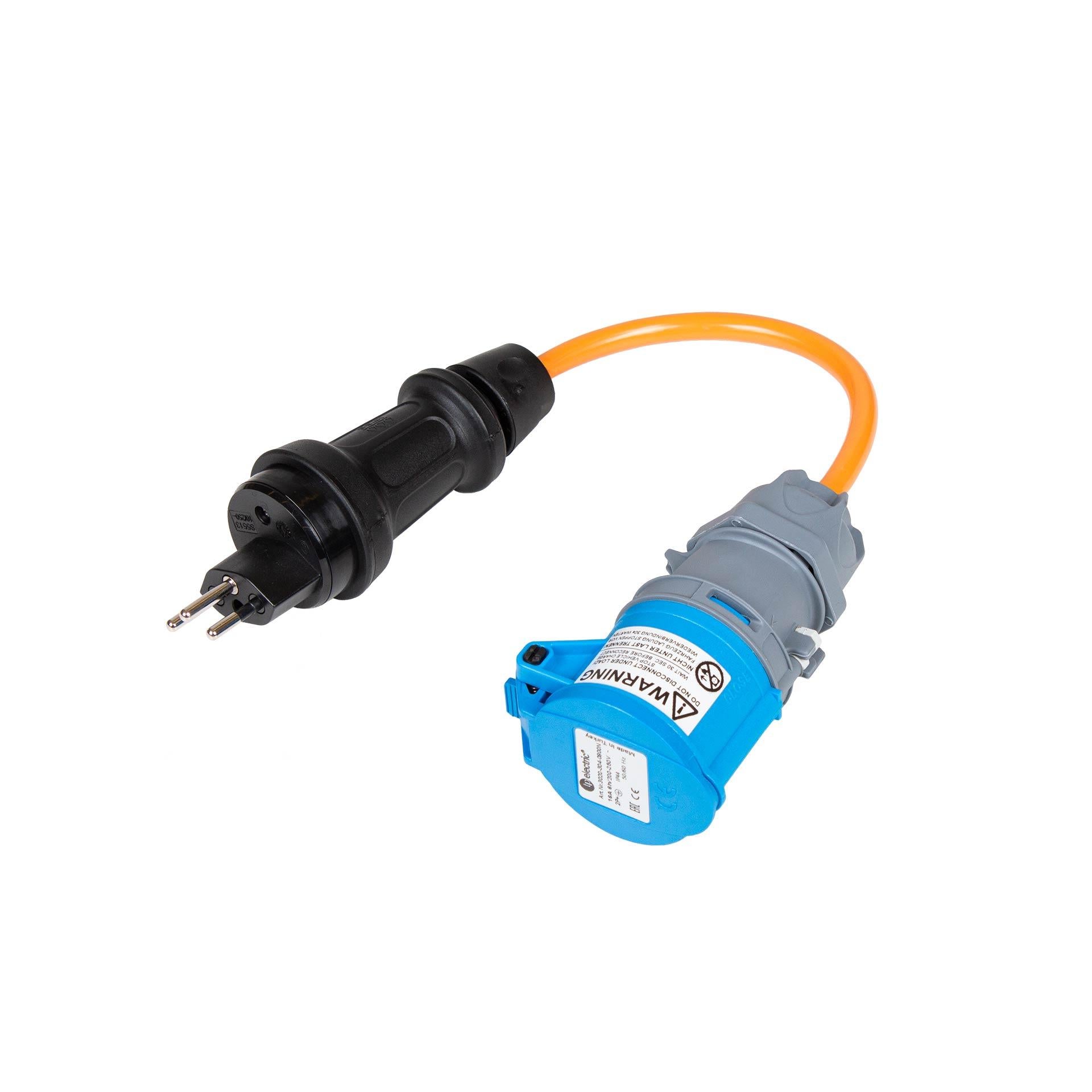 Normrahmen Adapterkabel T13 zu CEE 16-3 – 10 A, 1 mm², 3 Leiter, 0,2 m