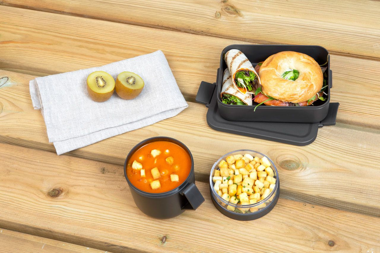 Brabantia Lunchbox 30,5 × 13,5 × 13 cm, Kunststoff, Dunkelgrau, 2-teilig