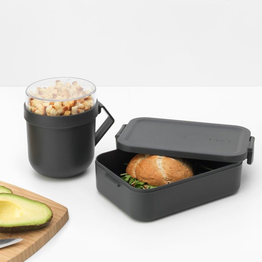 Brabantia Lunchbox 30,5 × 13,5 × 13 cm, Kunststoff, Dunkelgrau, 2-teilig