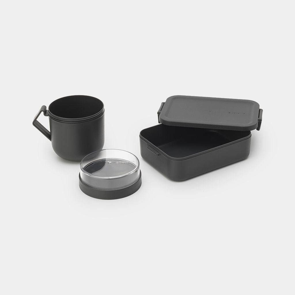 Brabantia Lunchbox 30,5 × 13,5 × 13 cm, Kunststoff, Dunkelgrau, 2-teilig