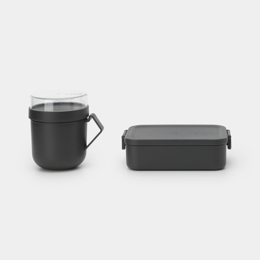 Brabantia Lunchbox 30,5 × 13,5 × 13 cm, Kunststoff, Dunkelgrau, 2-teilig