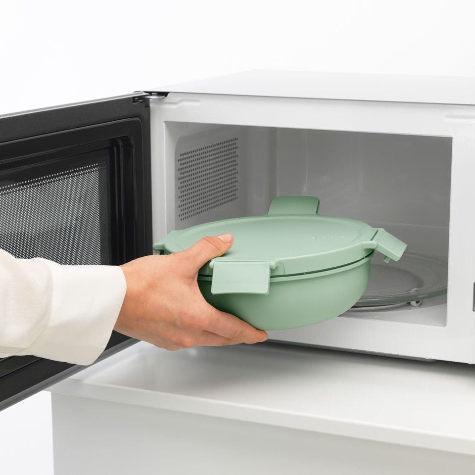 Brabantia Salatschüssel Make & Take – 1,3 l, Ø 21,0 cm, H 7,5 cm, Kunststoff, Hellgrün, mit Deckel