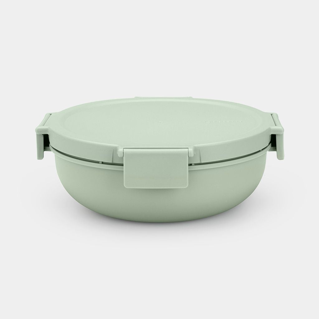Brabantia Salatschüssel Make & Take – 1,3 l, Ø 21,0 cm, H 7,5 cm, Kunststoff, Hellgrün, mit Deckel