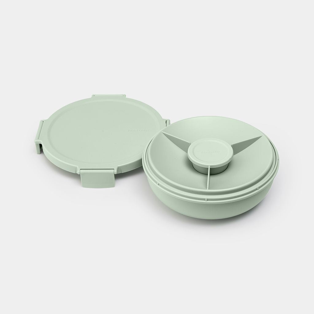Brabantia Salatschüssel Make & Take – 1,3 l, Ø 21,0 cm, H 7,5 cm, Kunststoff, Hellgrün, mit Deckel