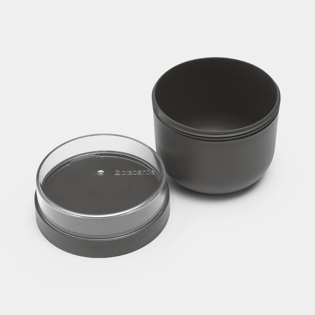 Brabantia Müeslischale Make & Take – 0,5 l, Ø 11,0 cm, Kunststoff, Dunkelgrau, mit Deckel, auslaufsicher