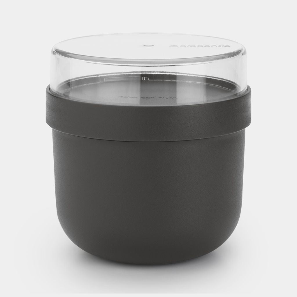 Brabantia Müeslischale Make & Take – 0,5 l, Ø 11,0 cm, Kunststoff, Dunkelgrau, mit Deckel, auslaufsicher