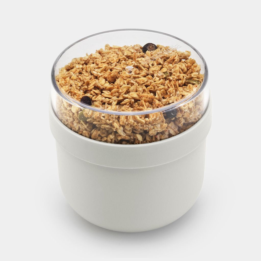 Brabantia Müeslischale Make & Take – 500 ml, Ø 11 cm, H 11,1 cm, Kunststoff, mit Deckel, spülmaschinenfest