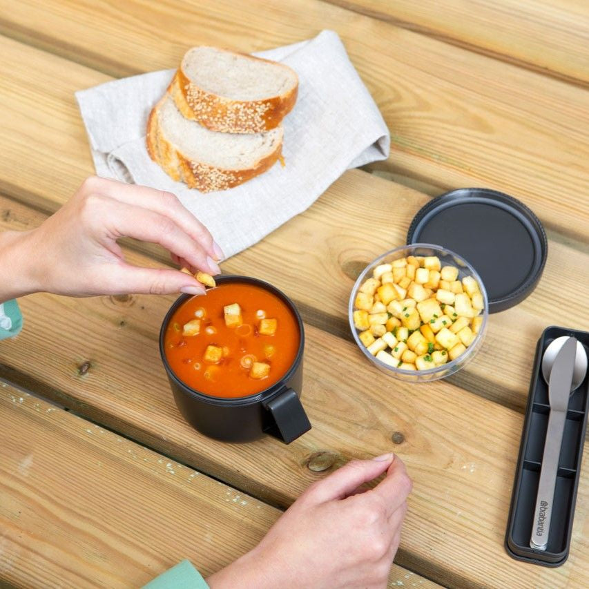 Brabantia Suppentasse Make & Take – 600 ml, Ø 11,0 cm, H 13,0 cm, Kunststoff, mit Deckel, auslaufsicher
