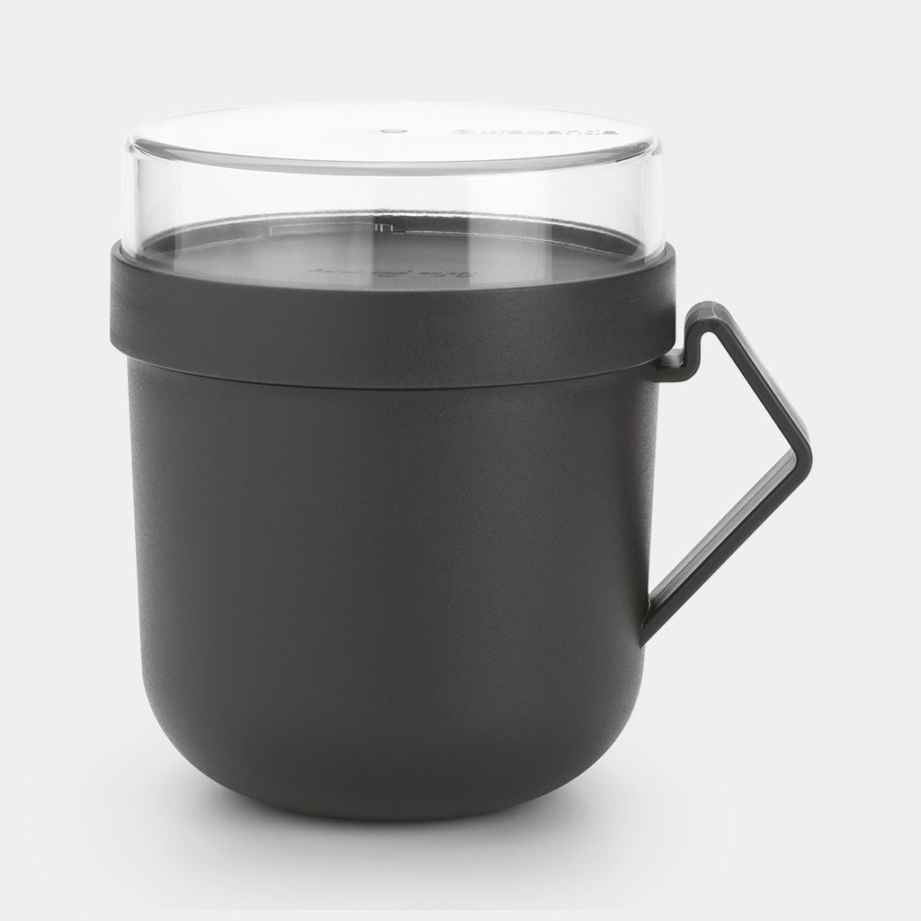 Brabantia Suppentasse Make & Take – 600 ml, Ø 11,0 cm, H 13,0 cm, Kunststoff, mit Deckel, auslaufsicher