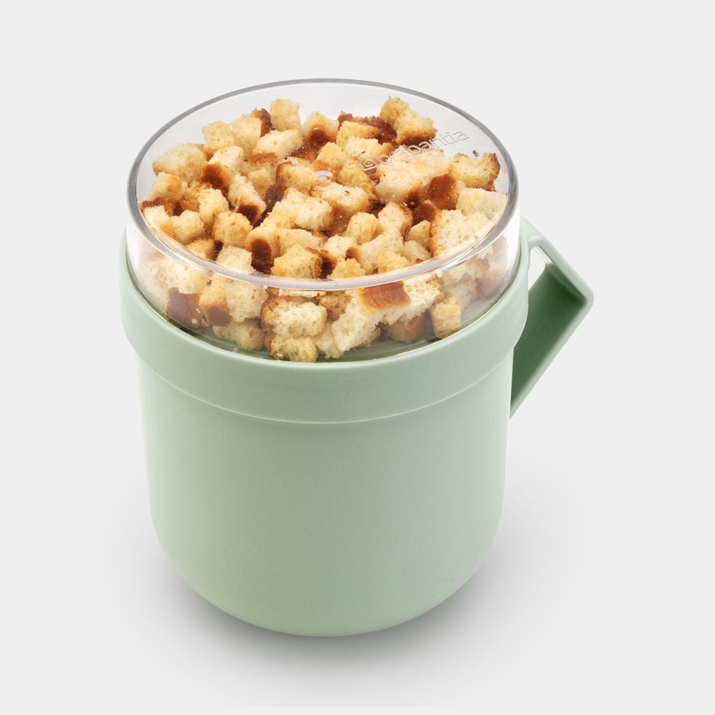 Brabantia Suppentasse Make & Take – 600 ml, 13 × 11 × 13 cm, Kunststoff, mit Deckel, spülmaschinenfest