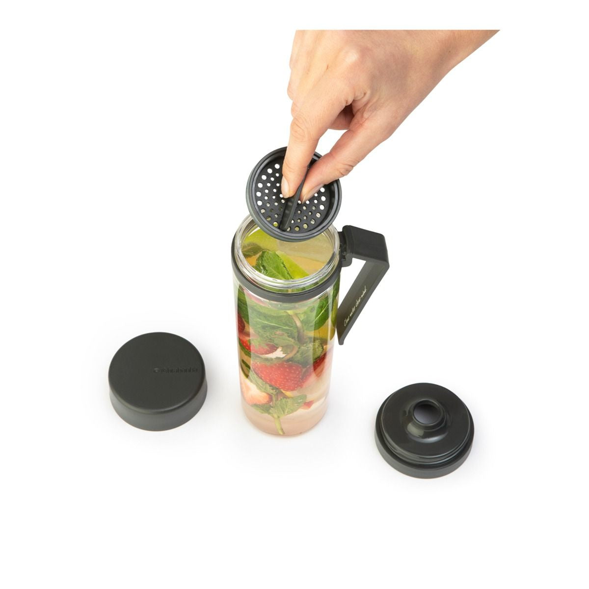 Brabantia Make & Take Trinkflasche 500 ml – Kunststoff, Schraubdeckel, Dunkelgrau