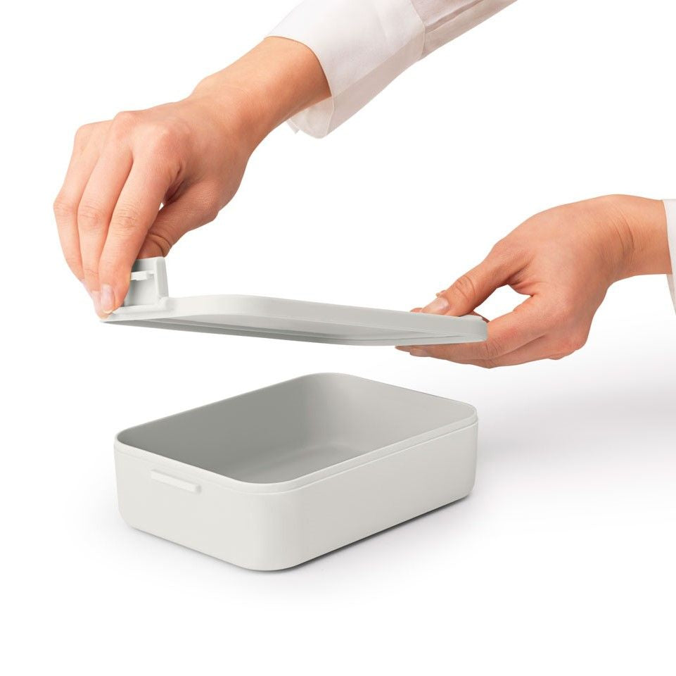 Brabantia Lunchbox 1,1 L, 20 × 13,5 × 5,5 cm, Kunststoff (recycelt), Hellgrau