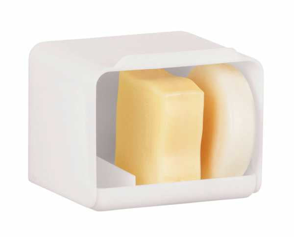 WENKO Seifenhalter Sarno – Kunststoff, Wandmontiert, 10,5×9×8,5 cm, Weiss