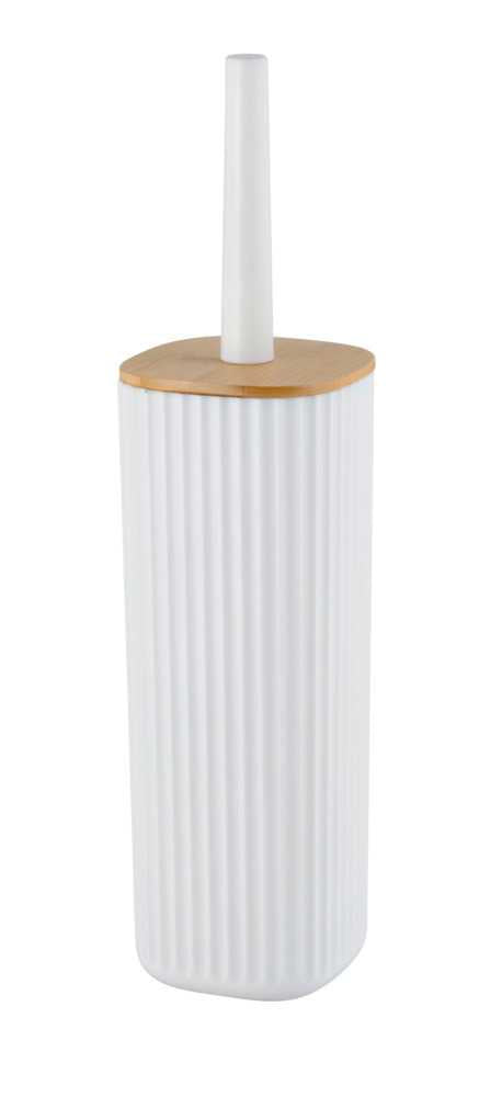WENKO WC-Bürstenset – Bambus, Kunststoff, Weiss, Kopf austauschbar, H 36 cm