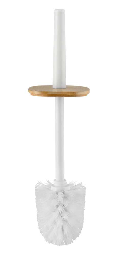 WENKO WC-Bürstenset – Bambus, Kunststoff, Weiss, Kopf austauschbar, H 36 cm