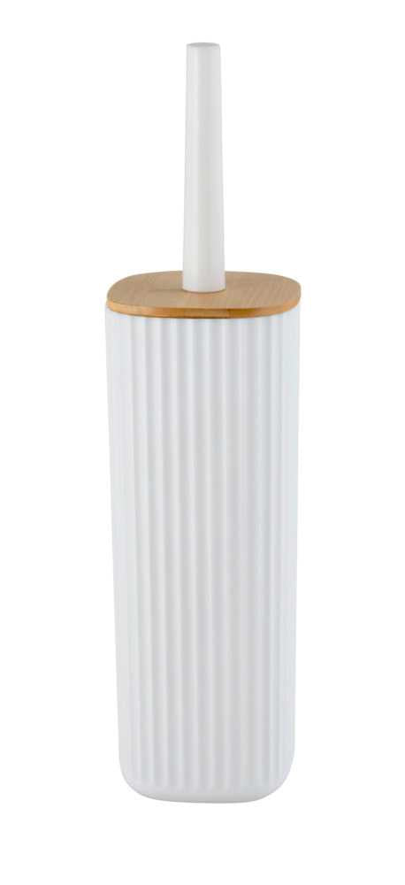 WENKO WC-Bürstenset – Bambus, Kunststoff, Weiss, Kopf austauschbar, H 36 cm