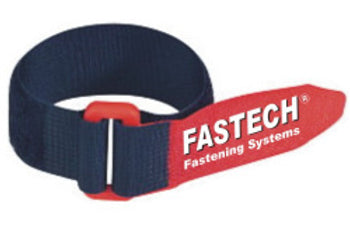 FASTECH Schlaufenband 630 × 25 mm, mit Schnalle, Schwarz/Rot, 5 Stk.