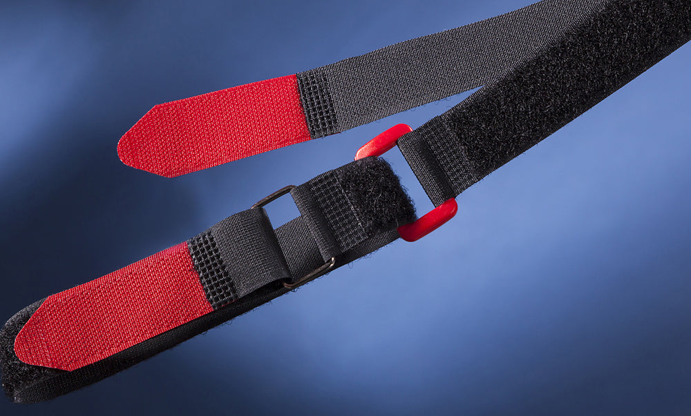 FASTECH Schlaufenband 630 × 25 mm, mit Schnalle, Schwarz/Rot, 5 Stk.