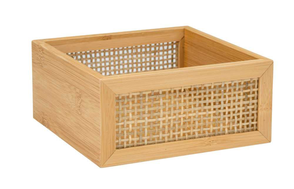 WENKO Aufbewahrungsbox Allegre – Bambus, 15×15×7 cm, Hellbraun