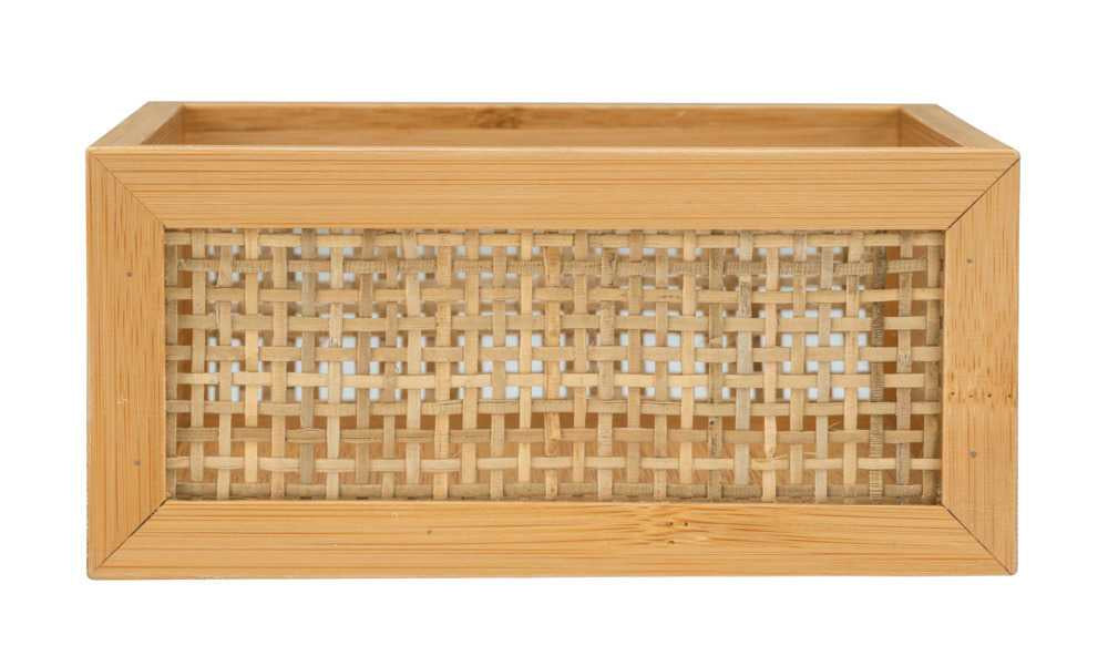 WENKO Aufbewahrungsbox Allegre – Bambus, 15×15×7 cm, Hellbraun