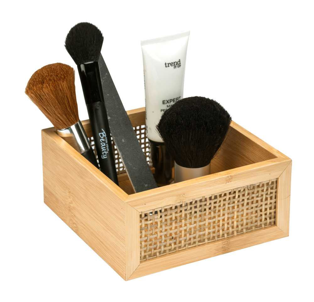 WENKO Aufbewahrungsbox Allegre – Bambus, 15×15×7 cm, Hellbraun