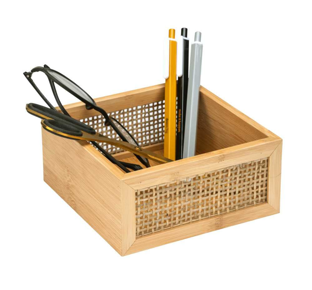 WENKO Aufbewahrungsbox Allegre – Bambus, 15×15×7 cm, Hellbraun