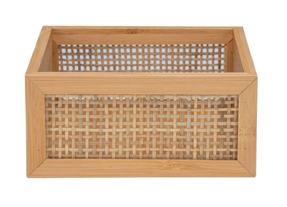 WENKO Aufbewahrungsbox Allegre – Bambus, 15×15×7 cm, Hellbraun