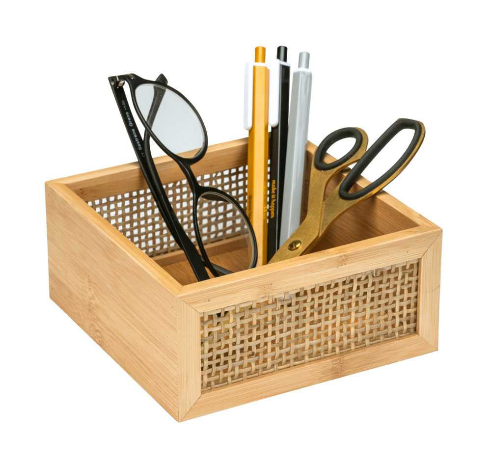 WENKO Aufbewahrungsbox Allegre – Bambus, 15×15×7 cm, Hellbraun