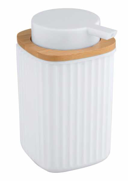 Wenko Rotello Seifenspender – Bambus, Kunststoff, Weiss – 250 ml