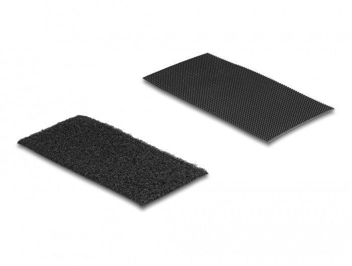 DeLOCK Klettband – 50 mm × 100 mm, schwarz, Nylon, selbstklebend, 10 Stück