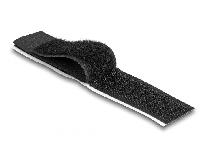 DeLOCK Klett-Kabelhalter, 20 mm × 0,11 m, Schwarz, 10 Stück