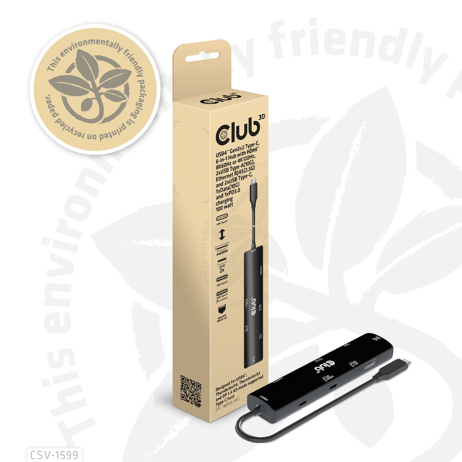 CLUB3D Club 3D Dockingstation – USB-C, 1× HDMI, 2× USB-A, 2× USB-C, 100 W PD, GbE