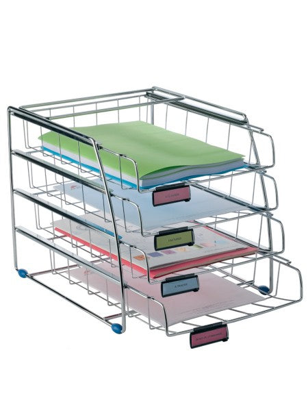 Alba COR4F – Dokumentenablage 4 Fächer für A4/C4, Chrom, Silber, 325 × 310 × 385 mm