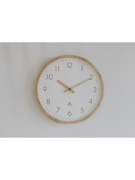 Alba HORTREE Wanduhr – Analog, Ø 30 cm, weiss, Holz, Glas