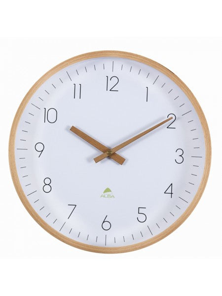 Alba HORTREE Wanduhr – Analog, Ø 30 cm, weiss, Holz, Glas