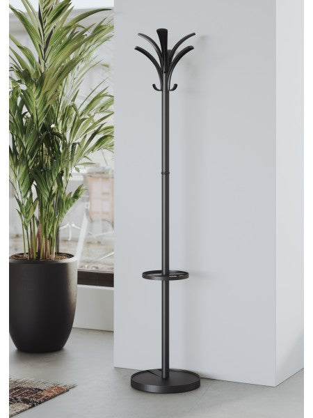 Alba BRIO Garderobenständer – mit Schirmhalter – Stahl – Schwarz – 1'750 mm