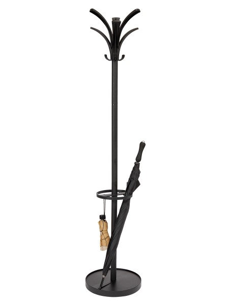 Alba BRIO Garderobenständer – mit Schirmhalter – Stahl – Schwarz – 1'750 mm