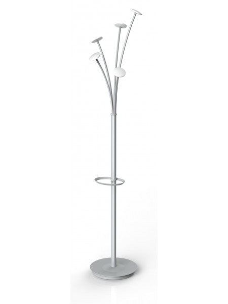Alba Garderobenständer – mit Schirmhalter – Stahl – Weiss/Grau – 1870 mm