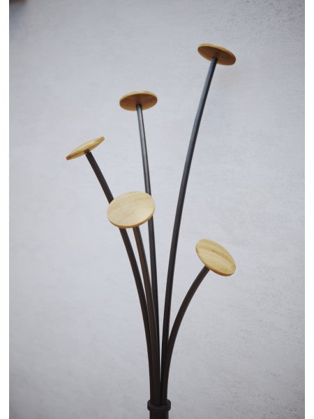 Alba Garderobenständer – mit Schirmhalter – Stahl/Holz – Schwarz/Natur – 1'750 mm
