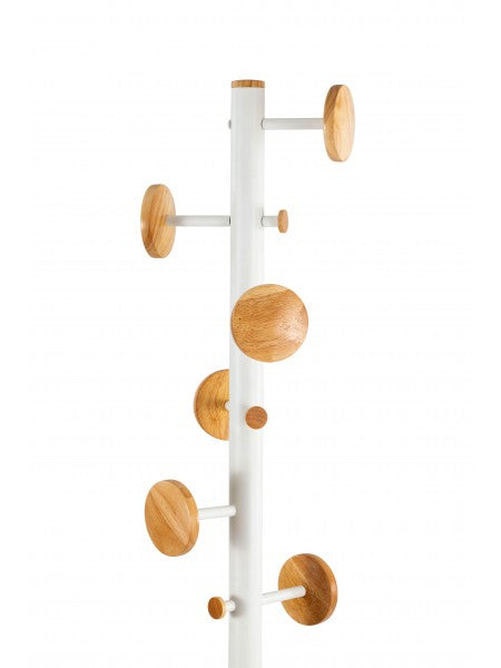 Alba Garderobenständer (mit Schirmhalter, 6 Haken) – Stahl – Weiss – 1'750 mm