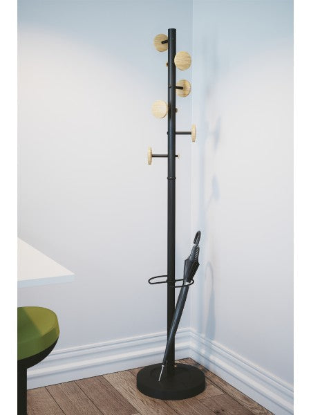 Alba MUSIC Garderobenständer (mit Schirmhalter) – Stahl – Schwarz – 1'750 mm