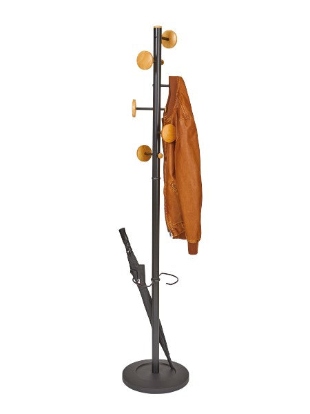 Alba MUSIC Garderobenständer (mit Schirmhalter) – Stahl – Schwarz – 1'750 mm
