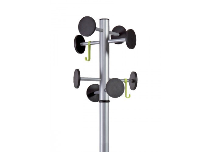 Alba STAN3 Garderobenständer (8 Haken, mit Schirmhalter) – Stahl – Grau/Schwarz – 1'750 mm