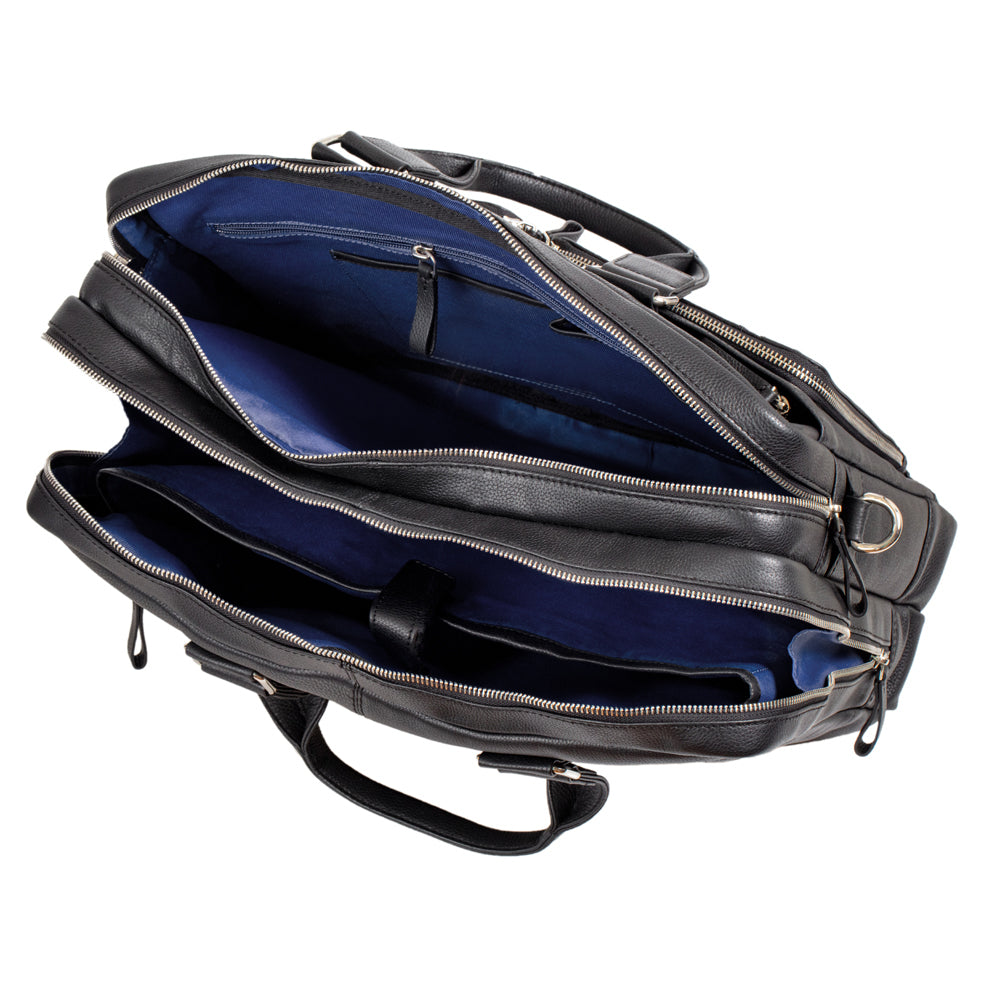 Alassio Aktentasche, Leder, für Notebooks bis 15", schwarz, 31 × 42 × 15 cm