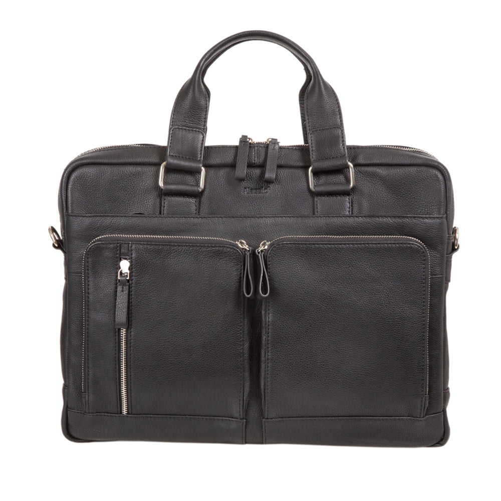 Alassio Aktentasche, Leder, für Notebooks bis 15", schwarz, 31 × 42 × 15 cm