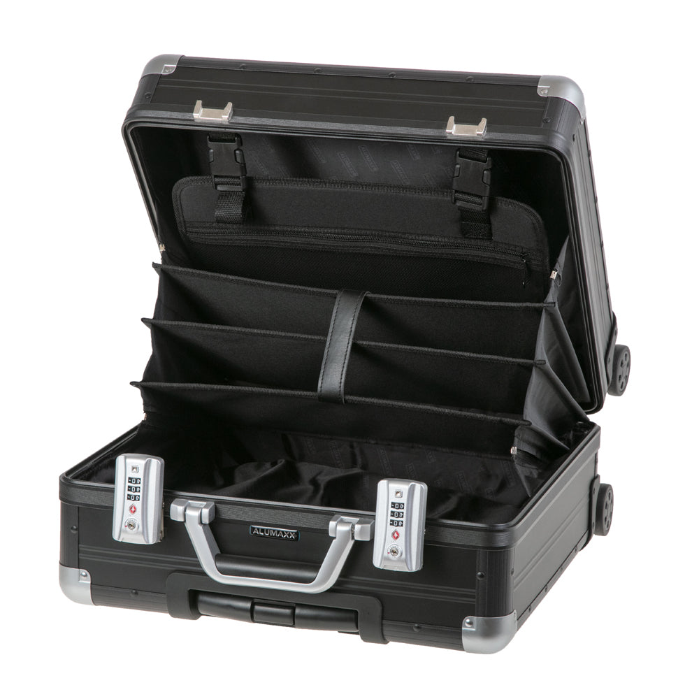 Alumaxx Notebook-Trolley GEMINI – 4 Doppelrollen, mit TSA, schwarz, 40 × 42,5 × 21 cm