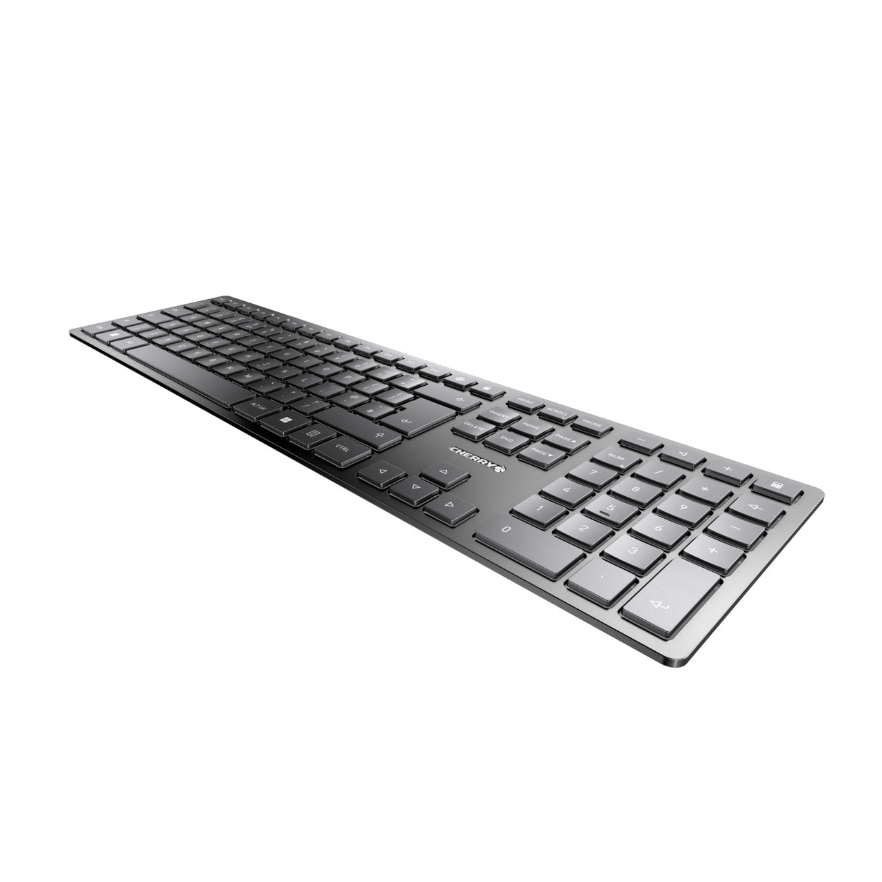 Cherry KW 9100 Slim – Tastatur, kabellos (Bluetooth/2,4 GHz), UK-Layout (EN), Fullsize (mit Ziffernblock)