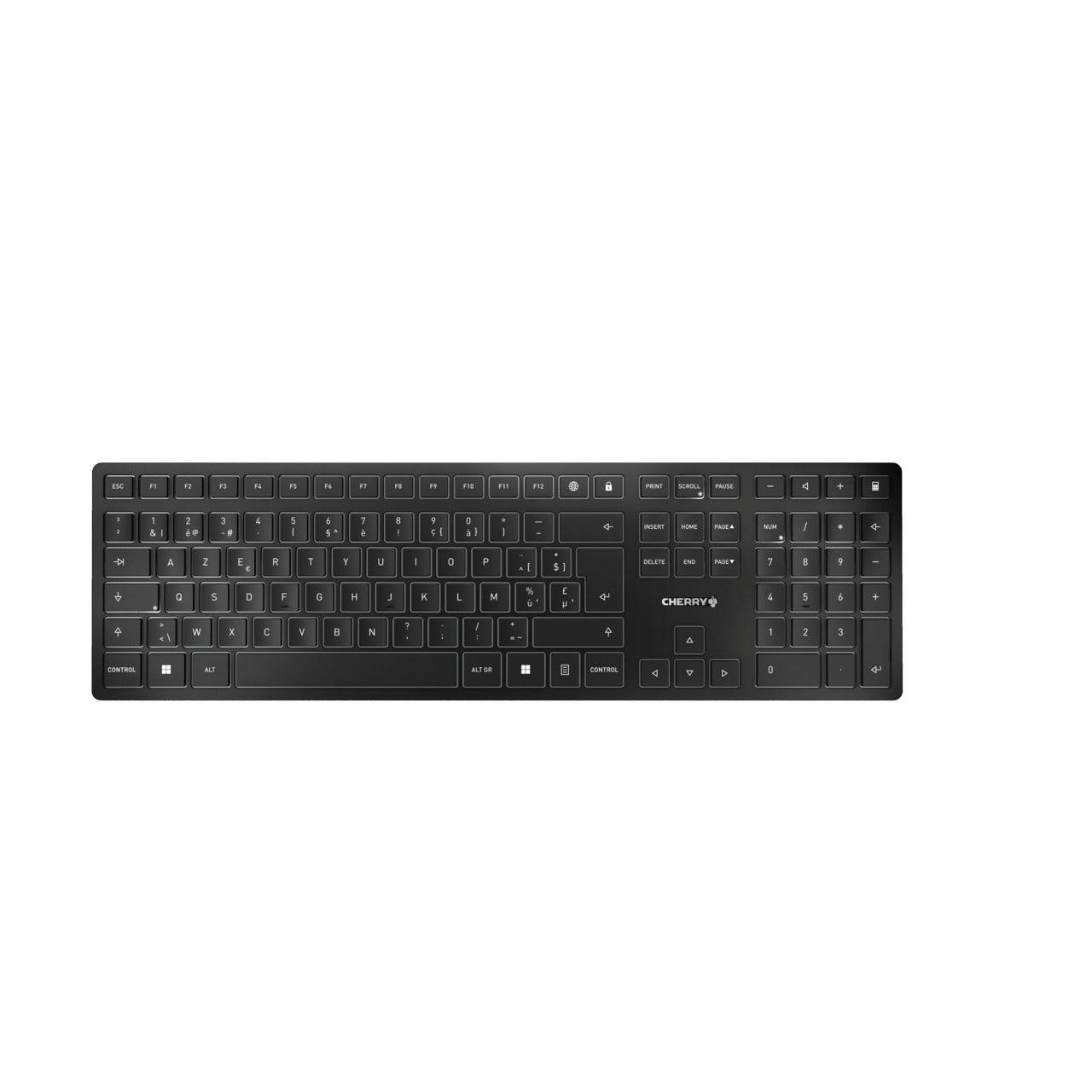 CHERRY KW 9100 SLIM – Tastatur, kabellos (Bluetooth/2,4 GHz), Fullsize (mit Ziffernblock)