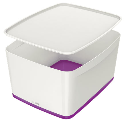Leitz Aufbewahrungsbox MyBox – Kunststoff, weiss/violett, 31,8 × 19,8 × 38,5 cm
