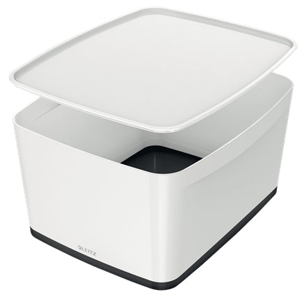 Leitz Aufbewahrungsbox MyBox – Kunststoff, weiss/schwarz, 31,8 × 19,8 × 38,5 cm